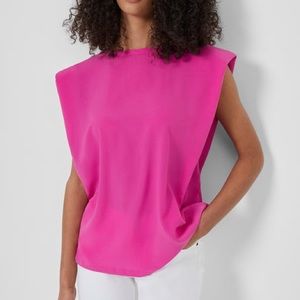 French Connection Shoulder Pad Crepe Tank in Wild Rosa Size XS